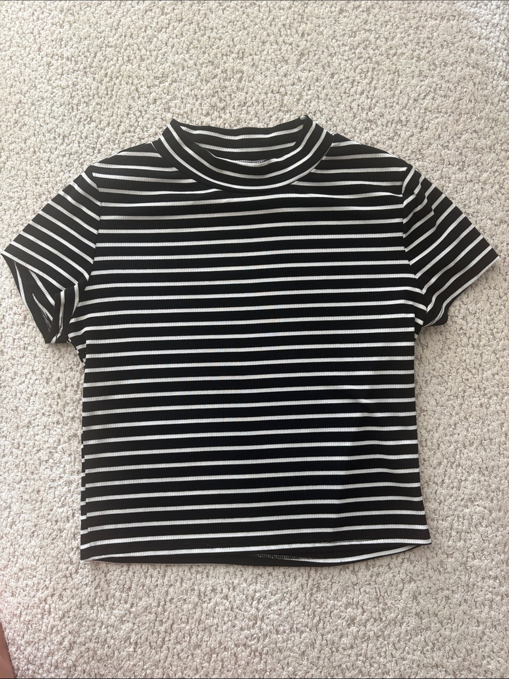 SHEIN Black and White Striped Short Sleeve Tee (runs small)